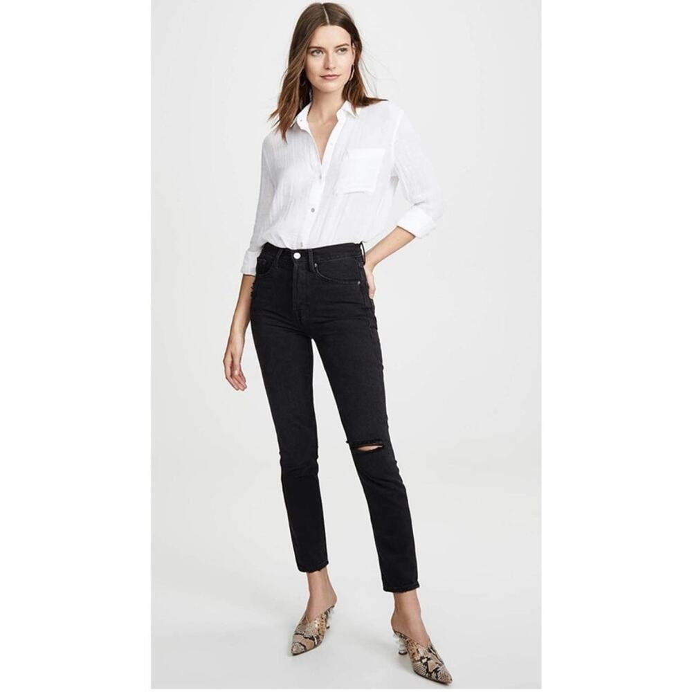 NEW Frame Denim Jeans Le Original Skinny Black High Rise Banister Road